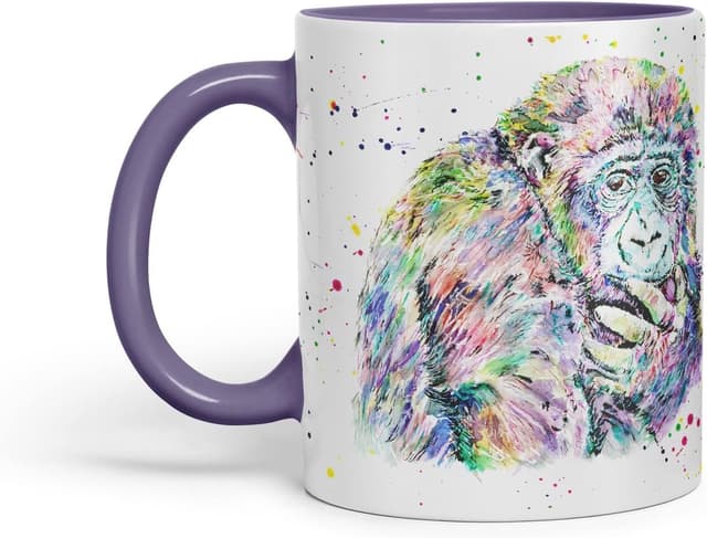 Detalle de Vixar Gorilla Ape Monkey Animals 11oz Coloured Ceramic Mug (Purple)