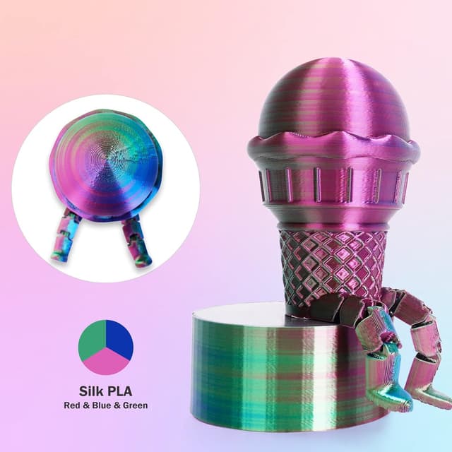 Detalle 2 de ERYONE Silk Tri-Color Coextrusion PLA Filament 1,75 mm (1 kg) – Seidig mehrfarbig mit Rot/Blau/Grün