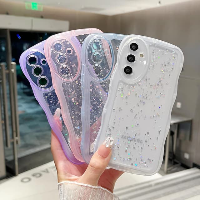 Thumbnail 6 de ZTOFERA Curly Wave Star Glitter TPU Case for Samsung Galaxy A54 5G (6.4")