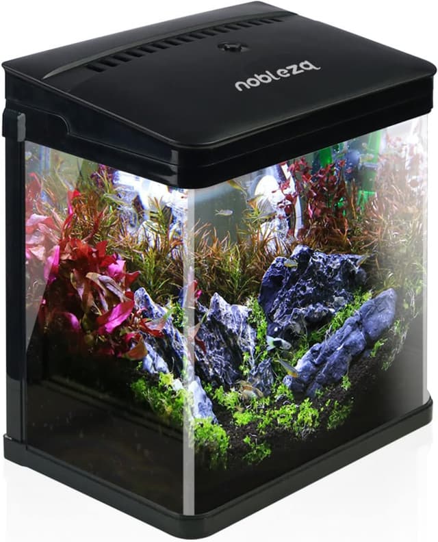 Detalle de Nobleza Nano acquario in vetro per acqua tropicale da 7 litri con filtro incluso, nero