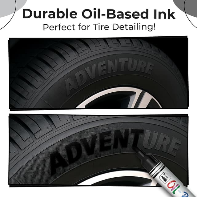 Detalle de Chalkola 5 Oil Black Paint Pen (4 Dual Tip, 15mm Jumbo) – waterproof permanent oil paint markers