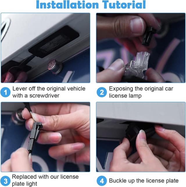 Detalle de URAQT luci LED per targa (2 pezzi) 12 V 6500 K, senza errori, per Ford Focus C-MAX I 2003-2007 e Focus MK2 2003-2008, nero