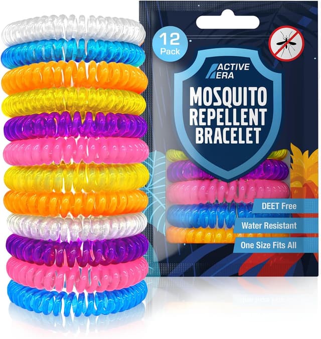 Detalle de Active Era Active Era Mosquito Repellent Bracelet 12 Pack (DEET-free) – waterproof insect & midge bands for adults and kids 3+