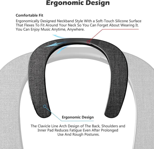 Detalle de Smaloyd Bluetooth Nackenlautsprecher tragbar mit Mikrofon – kabelloser Neckband für Sport und Alltag