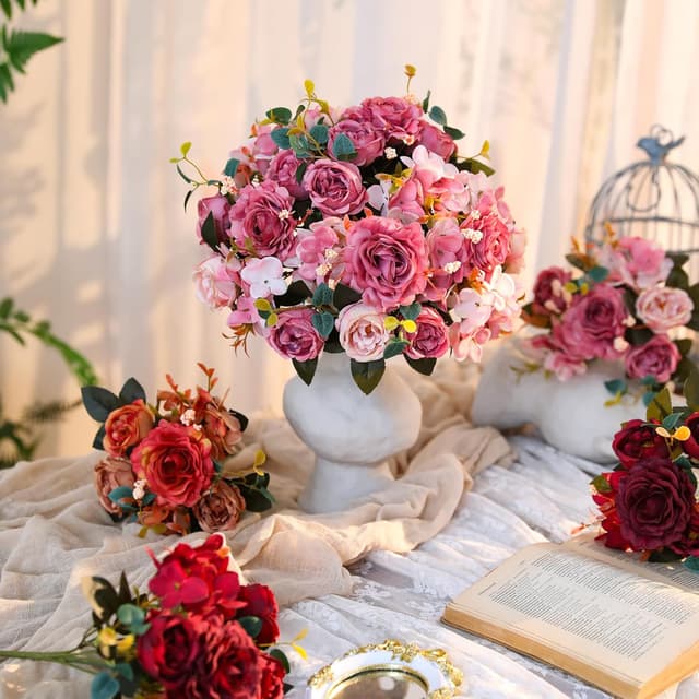 Thumbnail 4 de Floweroyal 4 Bunches Artificial Peony Flowers