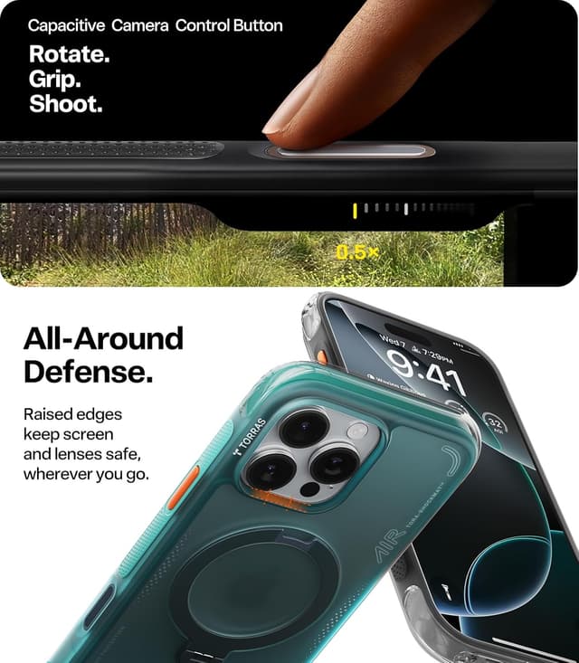 Thumbnail 6 de TORRAS Ostand Q3 Air Case for iPhone 16 Pro Max (Black) with 360° Magnetic Stand & MagSafe