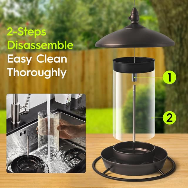 Detalle de Youvip Metal Roof Bird Feeder (Chew-Proof) for Outdoor Hanging Wild Bird Seeds, Bronze