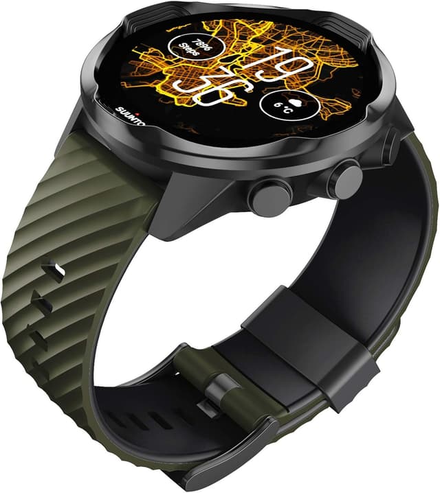 Detalle 2 de ANBEST Bracelets de rechange silicone 24 mm compatibles Suunto 7/9 (vert armée/noir)