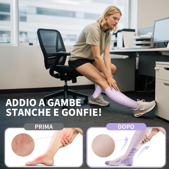 Detalle 2 de CAMBIVO Calze a compressione graduata 20-30 mmHg (3 paia) donna e uomo per viaggi e sport