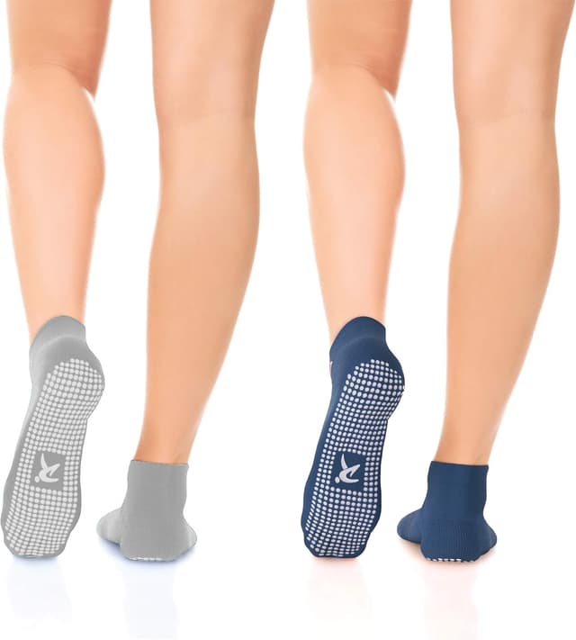 Detalle 2 de Rymora Non Slip Anti Skid Grip Socks (2 Pairs) for Pilates, Yoga, Barre & More