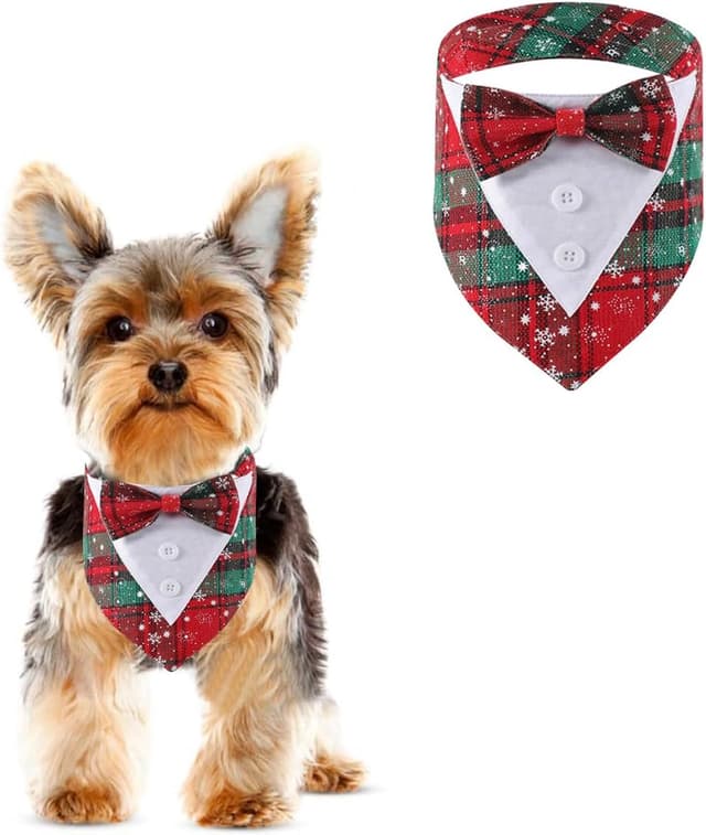 Detalle de BT Bear Pet Tuxedo Collar Bandana with Bow Tie (Wedding Outfit) – XS for Small Dogs & Cats