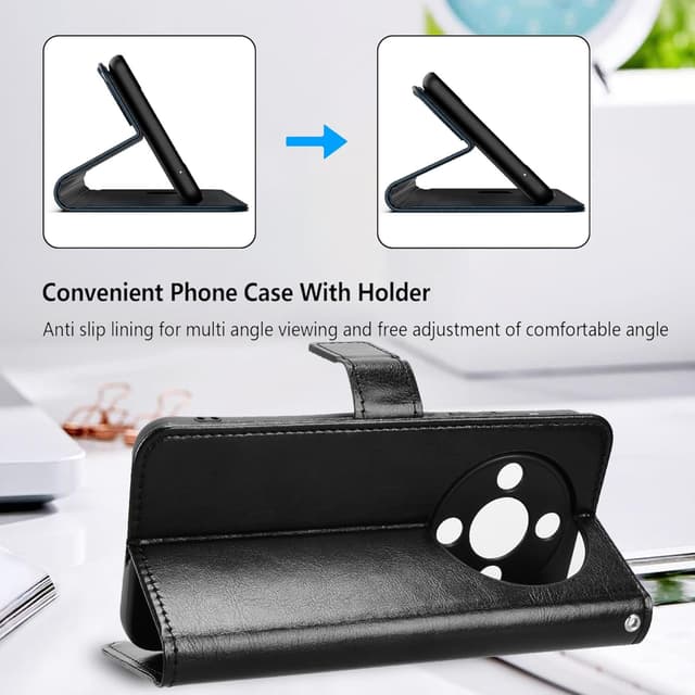 Detalle 2 de Heioloo Schutzhülle für Honor Magic 8 Lite – klappbar mit Magnetverschluss, Kartenfach und Ständerfunktion