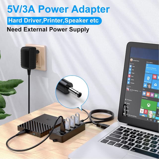 Detalle 2 de VEMONT USB 3.0 Hub 4 Ports mit Netzteil