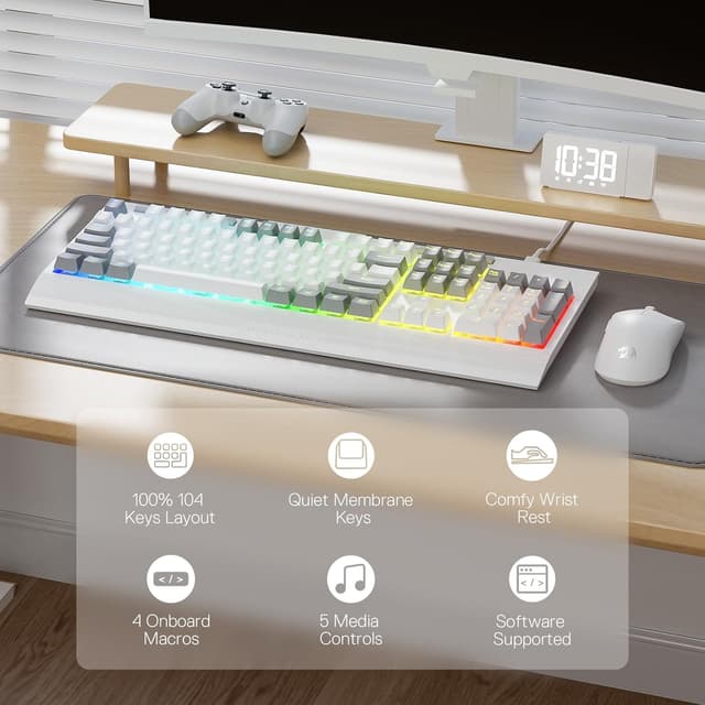 Detalle 2 de Redragon K525 RGB Backlit Membrane Gaming Keyboard with Multimedia Keys and Macro Controls