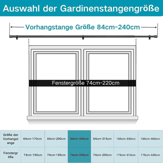 Detalle de Bastone tenda estensibile 84-220 cm