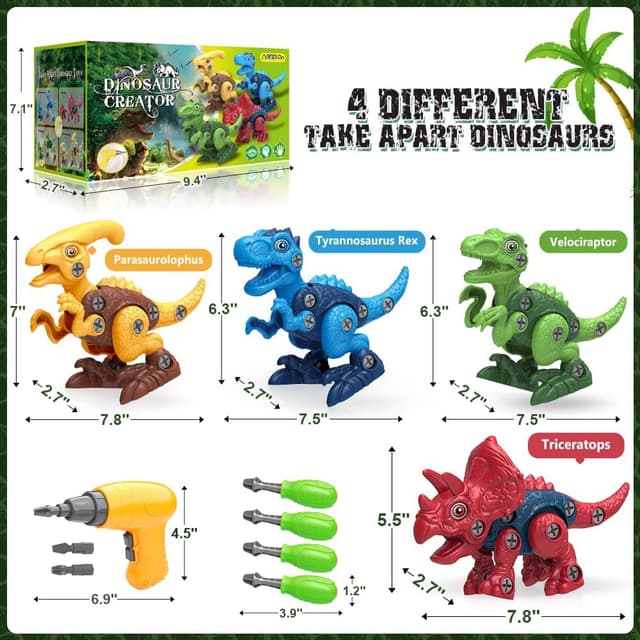 Thumbnail 1 de Take Apart Dinosaur Toys 4-Pack 🦖