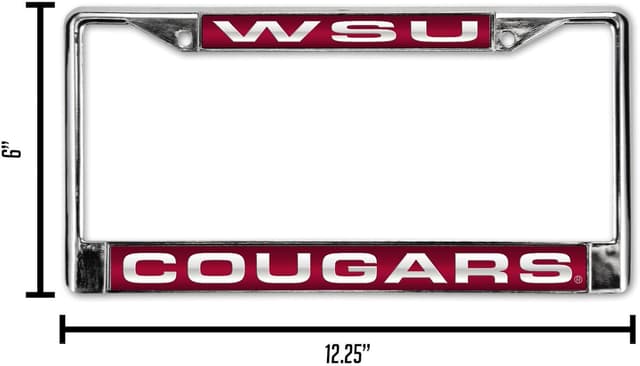 Detalle 2 de Rico Industries NCAA Unisex Laser Cut Inlaid Standard Chrome License Plate Frame (12" x 6")