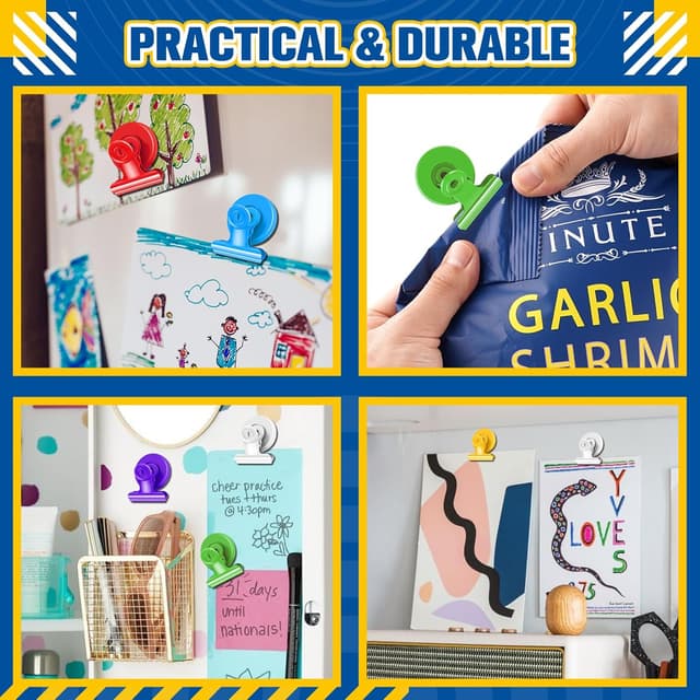 Detalle 2 de FINDMAG fridge magnets clip 6-pack – heavy-duty magnetic clips for whiteboards, fridges and photos