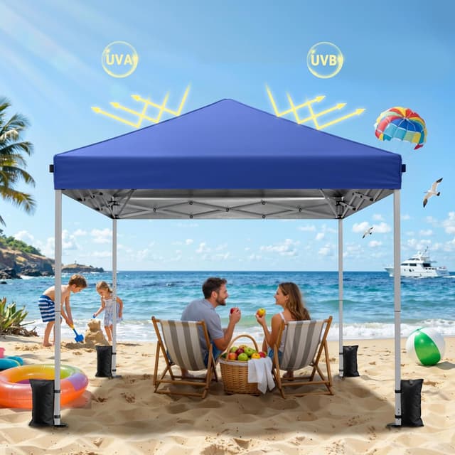 Detalle de Driftalia Pop Up Gazebo 3m x 3m (Instant Setup) with carry bag, sandbags and stakes – Blue