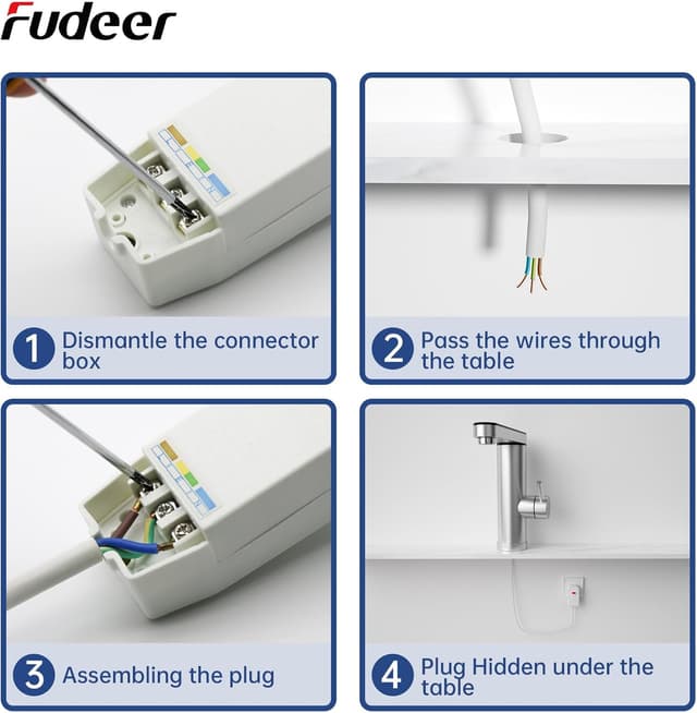 Detalle 2 de Fudeer Instant Hot Water Faucet 220V (3.3KW) — electric bathroom tap with digital display, 30–45℃
