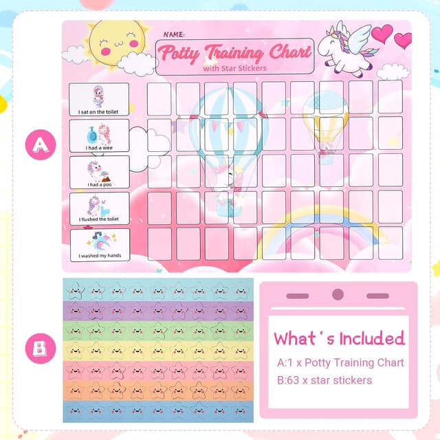 Detalle 2 de Potty Training Chart for Toddlers with 63 Reusable Magnetic Star Stickers (Unicorn)
