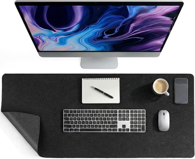 Detalle de AUYAO sottomano da scrivania in feltro 80 x 40 cm antiscivolo (nero e grigio)