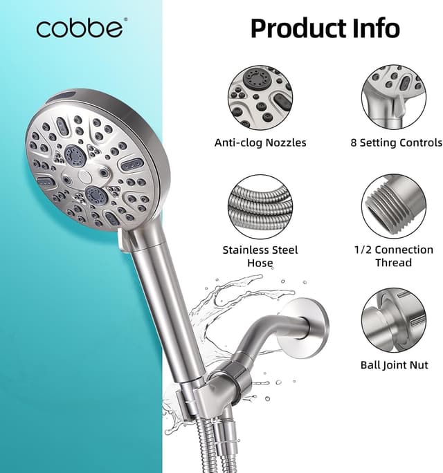 Thumbnail 4 de Cobbe Shower Head with 9 Spray Modes ⚙