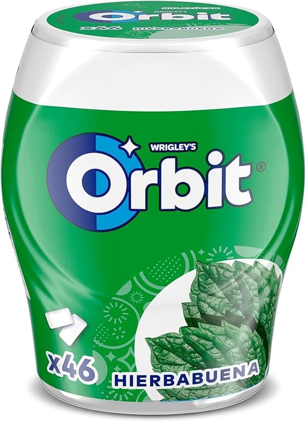 Detalle 1 de Orbit Bote de Chicles Sin Azúcar Hierbabuena 🌿 Larga Duración (6x46)