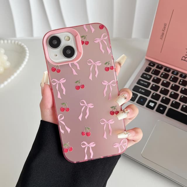 Detalle de ZTOFERA Hülle für iPhone 14 Plus / 15 Plus (6,7") mit Schleife-Design – harte PC-Rückseite, TPU-Bumper