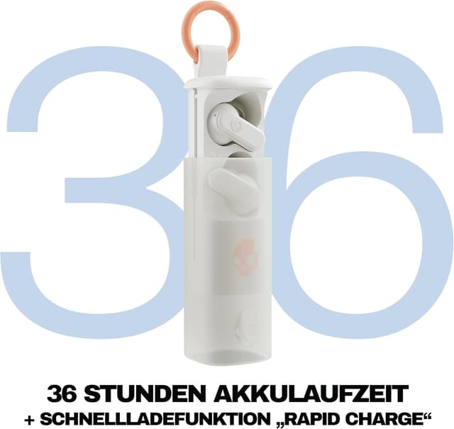 Detalle de Skullcandy Dime Evo In-Ear Wireless-Kopfhörer (Bone/Orange) mit bis zu 36 Std. Akkulaufzeit