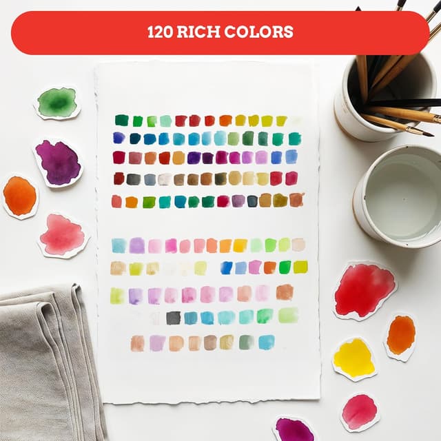 Detalle 2 de Mikkelhus Watercolour Paint Set (120 colours incl. metallic & fluorescent) — portable travel set in gift box