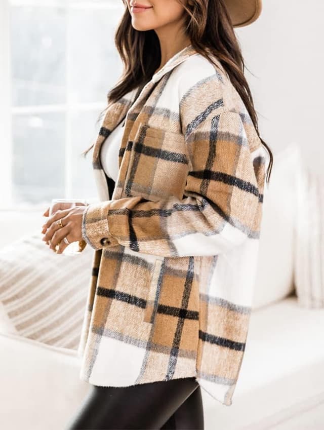 Detalle de Beaully Women's Plaid Shacket Jacket 2025