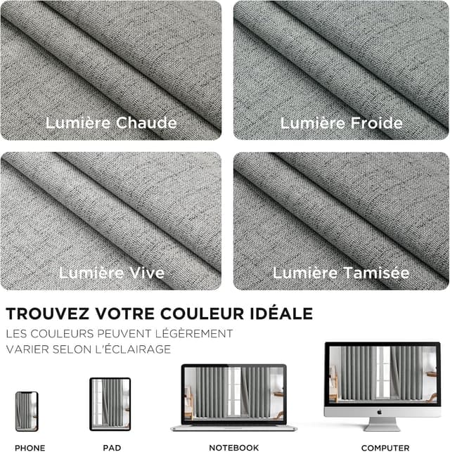 Thumbnail 5 de Joydeco rideau occultant 132x158 cm 2 pièces