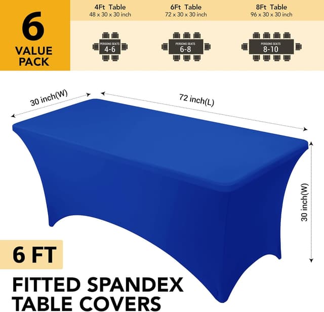 Detalle 2 de Dailyset 6-Pack Spandex Tablecloths for 6ft