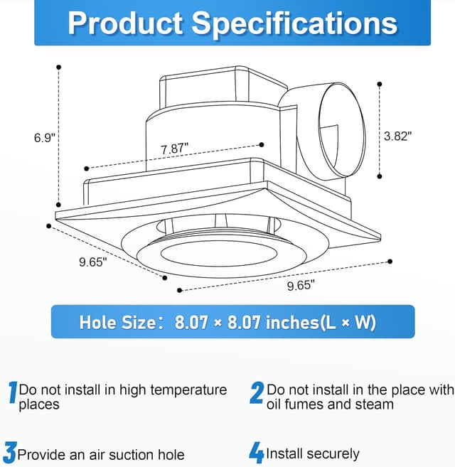 Thumbnail 3 de yanliangvich 8 Inch 110 CFM Bathroom Fan