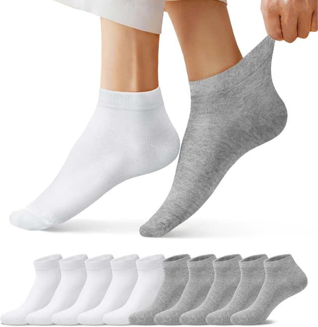 Detalle de FALARY Sneaker Socken 10 Paar Knöchelsocken aus Baumwolle – atmungsaktiv & unisex