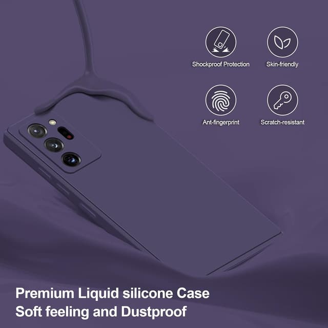 Detalle de Btstring Silicone Case for Samsung Galaxy Note 20 Ultra (Deep Purple) with camera protection lining