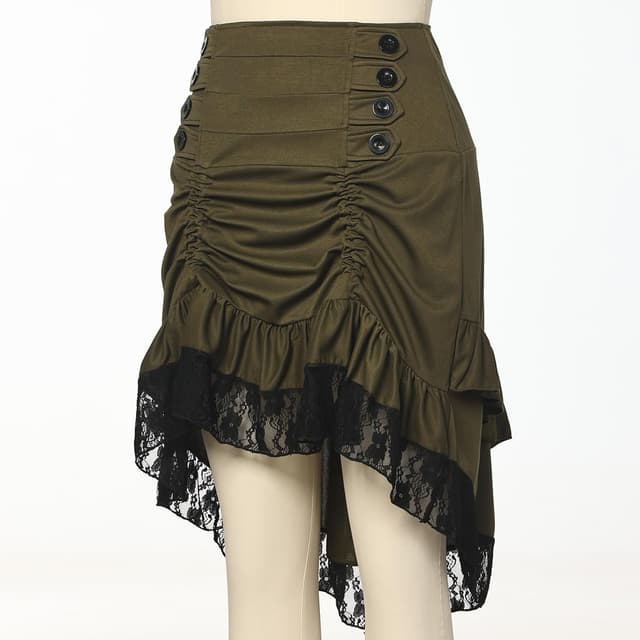 Detalle de Viktorianischer Steampunk-Rock für Damen im Gothic-Vintage-Stil (Übergröße) – mit verstellbarer Kordelzug-Länge