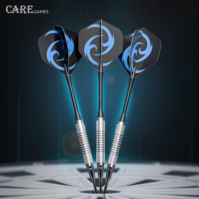 Detalle de CareGames 12-teilige Softdart-Set (16 g) mit PVC-Schäften und 24 Ersatzspitzen