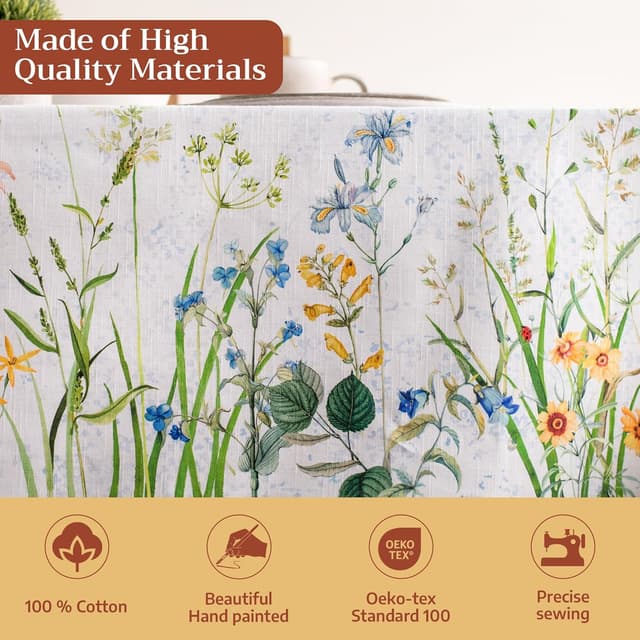 Detalle de Maison d' Hermine Fleurs De Mai 100% Cotton Rectangular Tablecloth, 60 x 120 inches