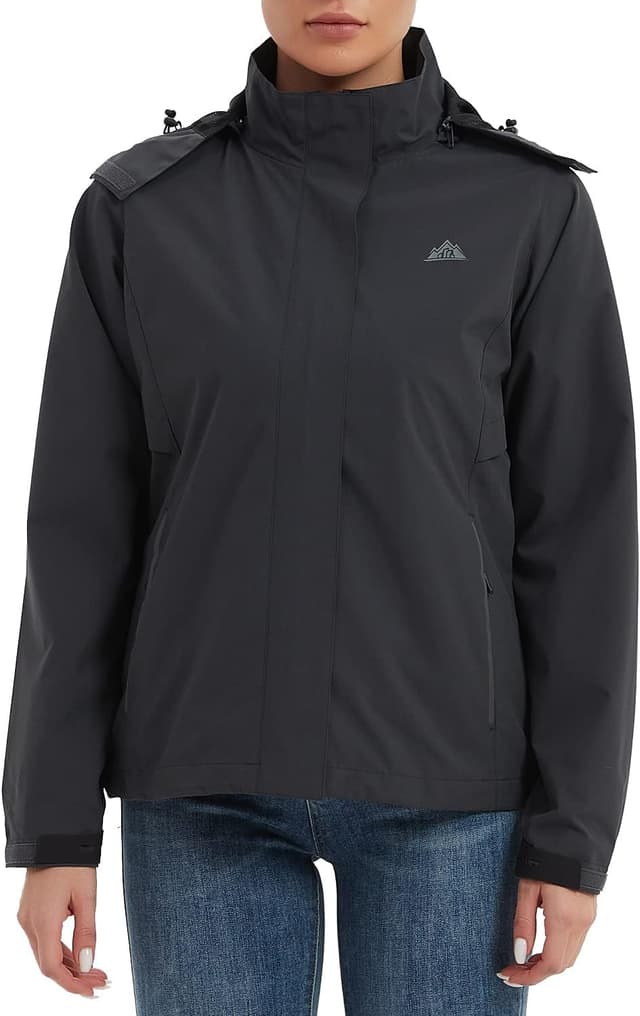 Detalle de MOERDENG Women’s Waterproof Rain Jacket — Lightweight Hooded Raincoat Windbreaker