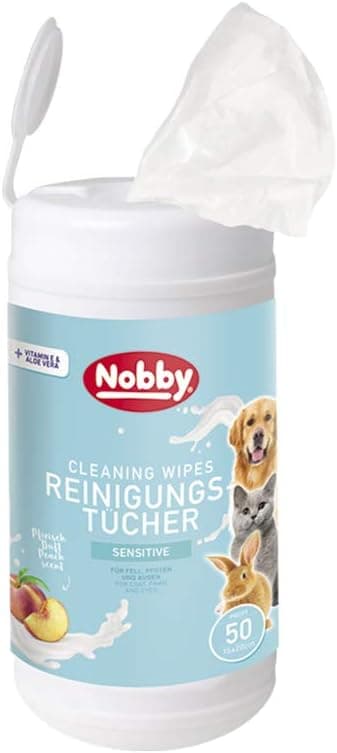Detalle de Nobby Universal Reinigungstuch Spenderdose (50 Stück) – für Fell, Pfoten und Haut