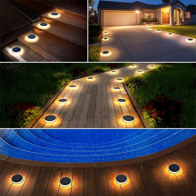 Detalle de YiLaie solar deck lights for outdoor pathways (warm white, IP68 waterproof)
