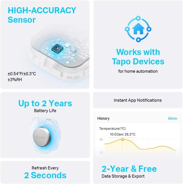 Thumbnail 1 de Tapo T310 Smart Humidity Meter 2‑year battery life 🌡