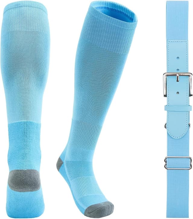 Detalle de QBK Youth Baseball Socks & Belt Combo Set for Kids (Ages 2–16) — Softball/Tee Ball Accessories