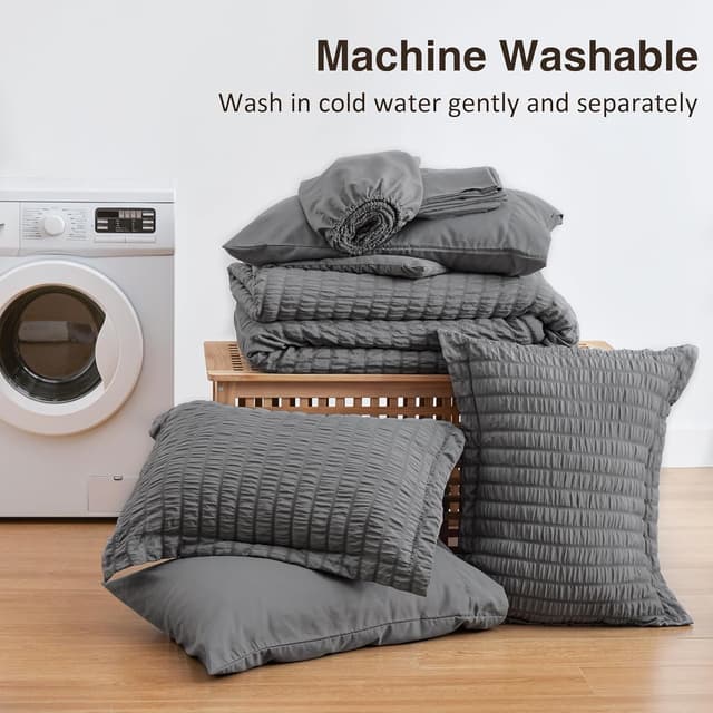 Thumbnail 5 de Love's cabin Seersucker 7-piece comforter set