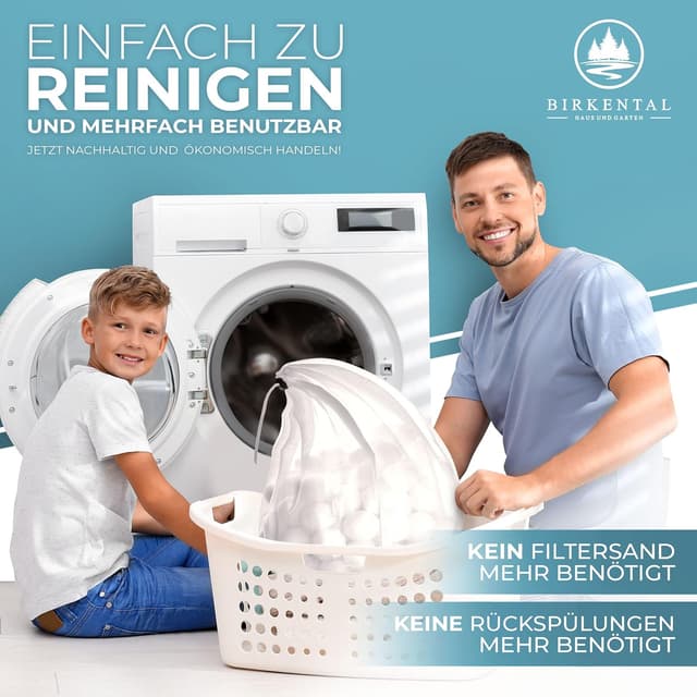 Detalle 2 de Birkental Pool Filterbälle mit Wäschenetz – langlebiger Sandfilter-Ersatz (700 g)