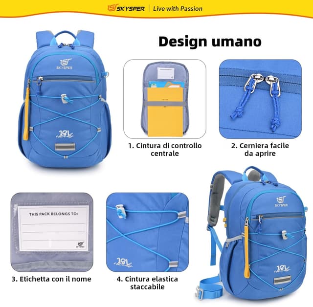 Detalle 2 de SKYSPER zaino trekking bambini 12 L