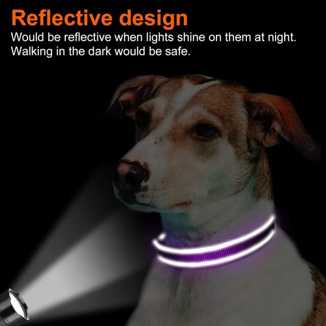 Detalle de Joytale Reflective Dog Collar (Soft Neoprene Padded) – Adjustable Breathable Nylon Collar for Medium Dogs (M), Purple