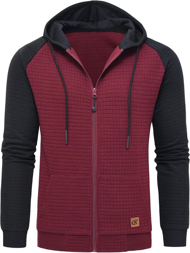 Detalle de Tyhengta Herren Kapuzenpullover mit Reißverschluss – Sport-Sweatjacke mit Taschen